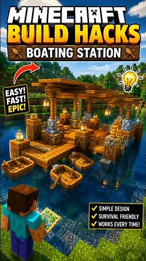 Minecraft Boat Dock Build Hack! 🚤 #shorts #minecraftbuildhacks