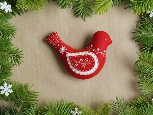 Bird Ornament Sewing Pattern, Scandinavian Christmas Decor, Felt Pattern PDF SVG, Christmas Ornaments, Bird Art, Embroidered Bird, Red White - Etsy