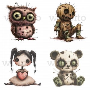 Voodoo Doll Clipart: Spooky Halloween PNG, Gothic Illustrations (digital Download) - Etsy