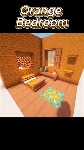 Orange Themed Bedroom Design Idea #minecraft #shorts