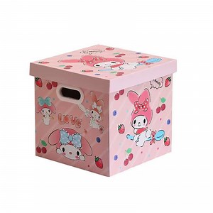 [Hot Item] Custom Printed Cute Pink Corrugated Cardboard Box Office File Organizer Storage Carton Box