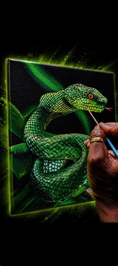 This Snake Is Painted, Not Real! Acrylic Painting #snakeart #python #acylicpainting #art