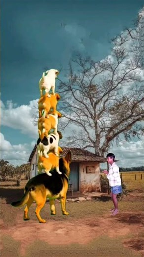 6 dogs are stacked layer by layer. The dog at the bottom is really amazing