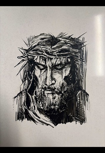 Drawing Jesus on a Table During Class