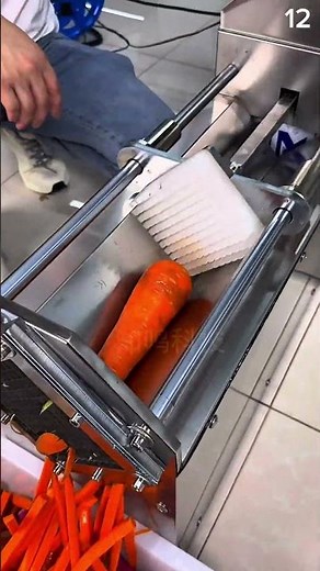 Fast vegetable cutting technique with efficient modern machines.