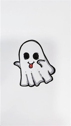 Tiny Happy Ghost Drawing 👻✨Simple Kawaii Halloween Art #drawing #cutedrawing #halloween #cartoon