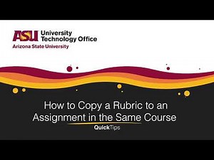 How to Copy a Rubric to an Assignment in the Same Course