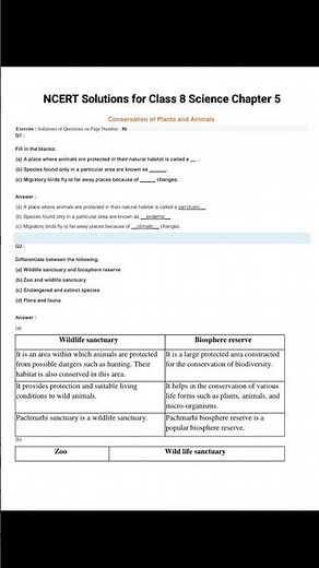 NCERT Solutions for Class 8 Science Chapter 5 Conservation of Plants and Animals question answer.