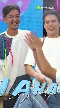 Lam Vy Da playfully hits Truong The Vinh repeatedly