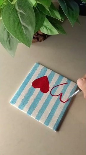 Easy Heart Cherry Mini Canvas Painting ❤️🍒 | Cute Acrylic Art Ideas#painting #ytshorts #ytviral