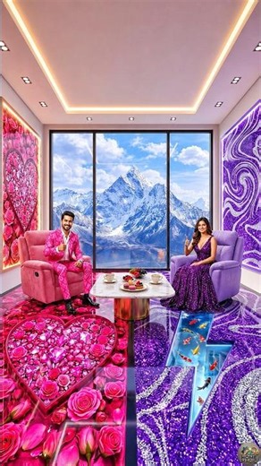 This Dubble Floor Is So Amazing😱💖💜 Luxury Pink vs Purple Epoxy Floor🌹🐠✨ #epoxy #diy #viral #shorts