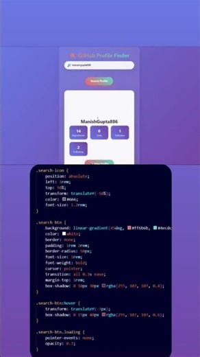 how to create a GitHub profile finder using html css and javascript #coding #javascript #css