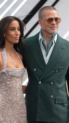 1.2M views · 11K reactions | 布萊德彼特 Brad Pitt 今天也帶著 32 歲女友 Ines de Ramon 出席《F1 電影》首映，更捕捉到合影完 Ines 貼心為小布整理衣服的畫面，這對情侶真的太甜蜜！ | VOGUE Taiwan | Facebook