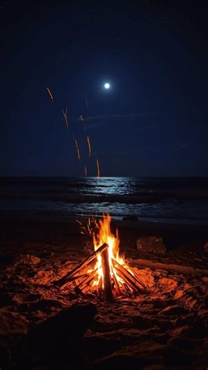 The Most Peaceful Beach Night Campfire 🔥🌊