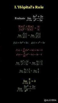 L'Hôpital's Rule: Rational Functions Approaching a Finite Limit #Algybra