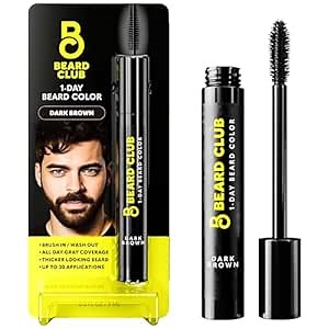 The Beard Club 1 Day Temporary Beard Dye for Men - Dark Brown Beard, Mustache & Eyebrow Color for a Fuller, Well-Defined Look, Water & Sweat Resistant, Up to 30 Applications, 0.3 fl oz
