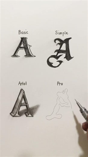 Basic vs PRO: Drawing Letter A #Shorts