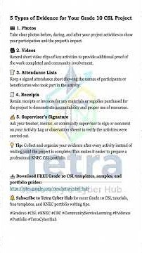 5 Types of Evidence for Your Grade 10 KNEC CSL Project #grade10 #exam #csl #tetracyberhub #job
