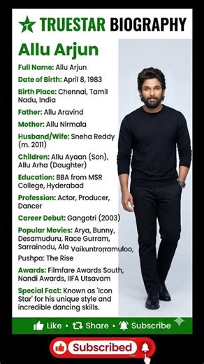 Allu Arjun Biography #alluarjun