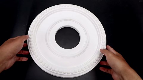 12 Inch OD x 4inch ID White Ceiling Medallion Plate – PU Plastic Decorative Cover for Fan, Light Fixtures, Chandelier Canopies – Traditional, Retro, and Minimalist Home Lighting Replacement