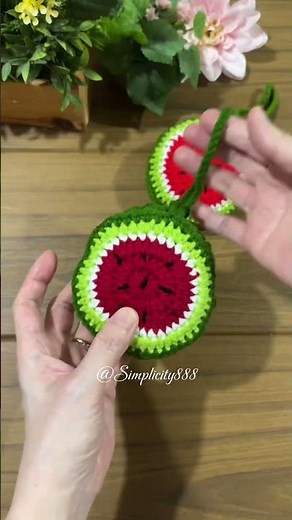 🍉Watermelon Dual Purpose Pouch Crochet Tutorial #simplicity888 #youtubetutorial #watermelon #crochet