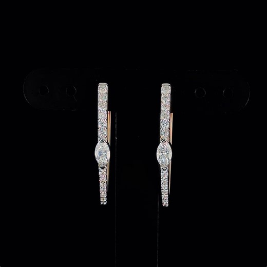 Hoop Earring With Marquise Cut White Moissanite 925 Sterling Silver - Etsy