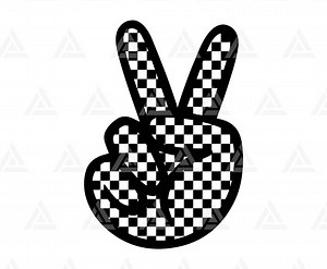 Checkered Peace Hand Svg, Checkers Peace Sign Svg, Peace Fingers, Two Hand Sign Svg. Cut File Cricut, Png Pdf, Vector, Vinyl, Sticker, Decal - Etsy