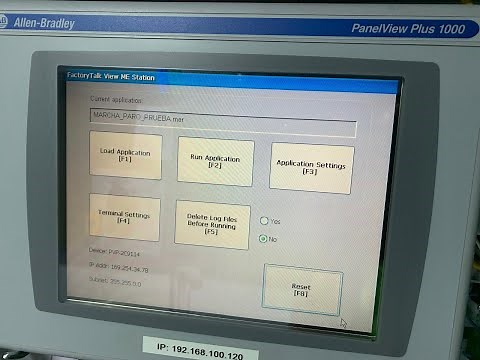 Entrando a la configuración de HIM PanelView Plus 1000