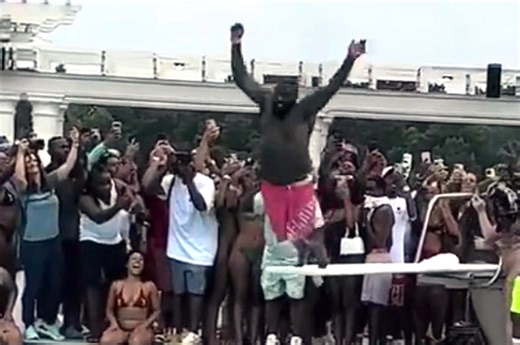 Rick Ross Takes a Tumble While Diving at Pool Party [Video]