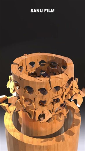 🔥 Perfect Fit 🔥The Most Satisfying Wood Simulation in Blender 3D #blender #3d #funny #asmr #cgi