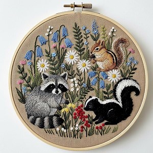 Woodland Animals Embroidery Pattern – Forest Floral Hoop Art Design - Etsy Canada