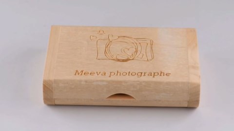 Personalized Custom Wood USB 3.0 Flash Drive with Gift Box, Wedding Thumb Drive with Linen Bag, Customized Engraved Wooden Oval Memory Sticks Jump Drives for School/Company/Photography (64GB 5Pcs)
