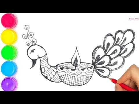 How to draw a beautiful diya || Renu Arts