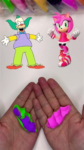 Sonic vs Simpsons LaBuBu Clay Color Mixing! 🎵 Guess the Colour! #shorts #clayart #colormixing