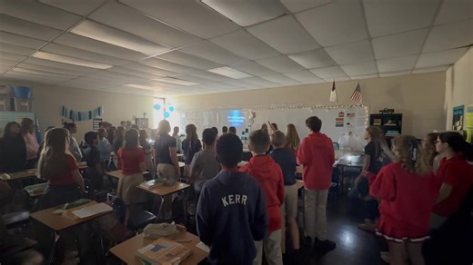 Today, both sixth-grade classes gathered together for a time of praise and worship and listened to a devotional shared by Mrs. V. It was such a meaningful time for our students! | Grace Christian School - Valrico, Florida