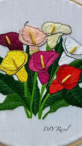 67K views · 1.3K reactions | Calla Lily Embroidery Pattern, Beginner Embroidery Tutorial, Easy Flowers Pattern, Handmade. #handembroidery #embroidery #stitch #handmade #diyrocel | Charmaine Azoulay | Facebook