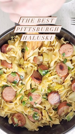Lori Monte | The Kitchen Whisperer® on Instagram: "The Best Pittsburgh Haluski – Fried Cabbage and Noodles in Butter. Seriously it’s phenomenal! Are you in the mood for a hearty and comforting meal that won’t break the bank? Look no further than Mom’s Rustic Slovak recipe! This delicious dish features butter-fried onions and cabbage, tender egg noodles, flavorful seasonings, and optional charred kielbasa. Not only is this recipe budget-friendly and easy to make, but it’s also perfect for Lent (i
