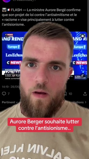 📺🇫🇷 FLASH — La ministre Aurore Bergé confirme que son projet de loi contre l’antisémitisme et le « racisme » vise principalement à lutter contre l’antisionisme.