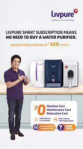 27 reactions · 6 comments | India's Smartest Water Purifier - Livpure Smart RO Starts at ₹429* Per Month. ✅ Free Lifetime Maintenance ✅ Free Lifetime Filter Replacement ✅ Free Delivery & Installation ✅ Free 7 Days Trial *T&C Applied (This price is applicable on yearly plan. Please check website for more details) | Livpure India | Facebook