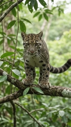 🐆 Meet the clouded leopard — the forest’s ultimate acrobat! 🌿🔥 #Wildlife #CloudedLeopard