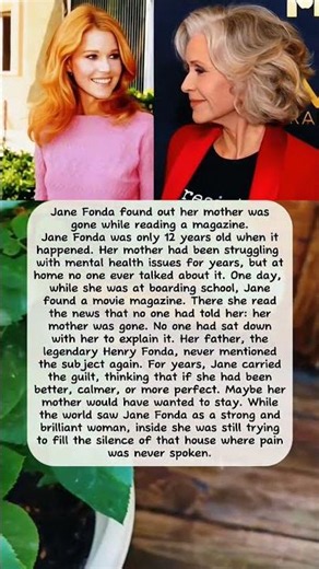 Jane Fonda Learned Her Mother's Fate from a Magazine at Just 12 #truestory #janefonda #lifelessons