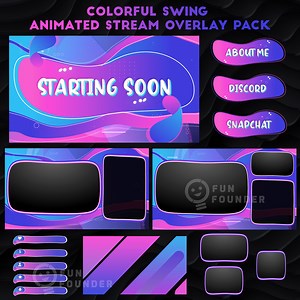Colorful Swing Stream Overlay Package - Fun Founder Designs