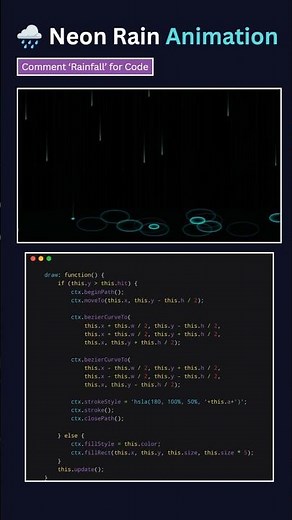 Rain Particle System with Ripple Effects 🌧️ | HTML5 Canvas Animation