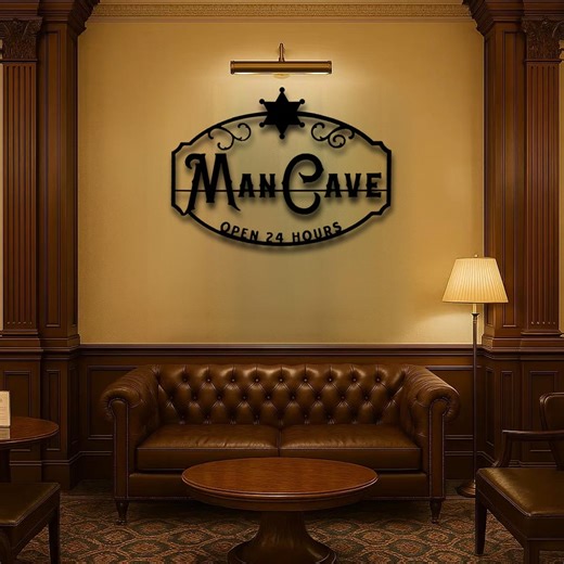 Man Cave Metal Sign, Open 24 Hours Bar Decor, Game Room Wall Art - Etsy
