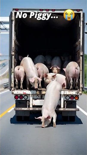 Pig Falls Off Moving Truck on Highway! 😱🐷💥 #viral #fyp #fypシ