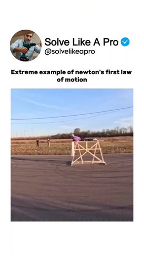 Solve Like A Pro on Instagram: "An extreme example of Newton’s First Law of Motion ⚖️ — objects in motion stay in motion unless acted upon by an external force. Physics in action, showing just how powerful inertia really is. This video is for educational purposes only. DM for credit/ removal. #PhysicsExplained #NewtonsFirstLaw #ScienceInAction #EducationalContent #TrendingVideo"