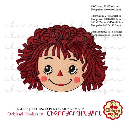 Charming Raggedy Ann Embroidery | Unique Designs for Shirts & Decor - Etsy