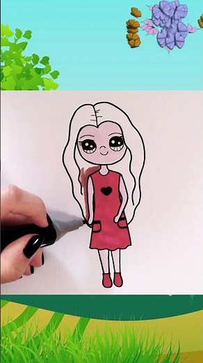KAWAII COMMENT DESSINER ET COLORIER FACILE Jolie fille so cute 💐🌼