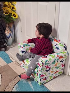 Costzon Kids Couch, Children's Sofa Armrest Chair with Pattern, Toddler Furniture w/Sturdy Wood Construction, Preschool, Lightweight Children Couch Sofa Chair for Aged 1-5 Boys & Girls Gifts, Dinosaur