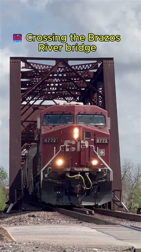 🚂🔥 Powerful Canadian Pacific 8772 Thunders Across Brazos Bridge